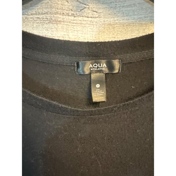 Aqua Athletic Long Sleeve Black Top With White Stripes Size M - Picture 2 of 3